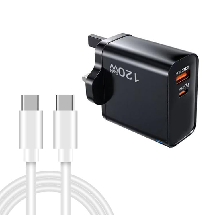 TE-PD65 GaN PD 65W + QC4.0 USB Charger with Type-C to Type-C Data Cable,  UK Plug
