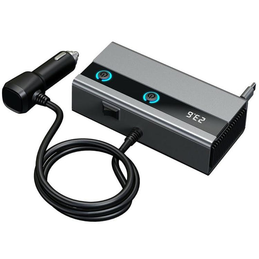 GE06 PD 65W Fast Charging Retractable Cable Voltage Display 120W Car Cigarette Lighter Splitter Adapter