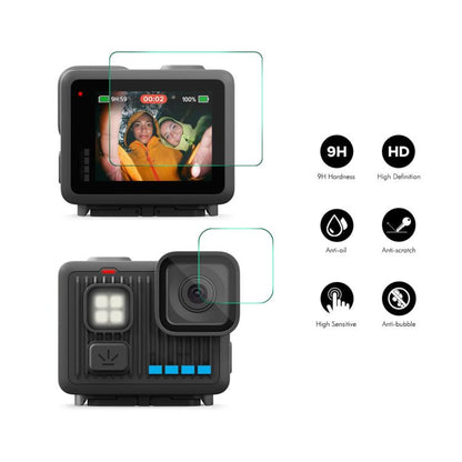 2 Sets ENKAY 0.2mm 9H Tempered Glass Screen Protector Front ＆ Back Camera Film, For GoPro LIT HERO
