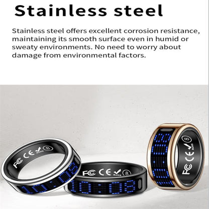 Bague connectée SR16 TAILLE 8, prise en charge de la surveillance de la fréquence cardiaque / de l'oxygène sanguin / du sommeil / de plusieurs modes sportifs