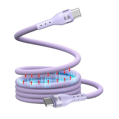 ENKAY PD100W Type-C to Type-C Magnetic Self-Coiling Braided Charging Data Cable