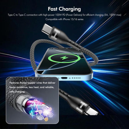 ENKAY PD100W Type-C to Type-C Magnetic Self-Coiling Braided Charging Data Cable