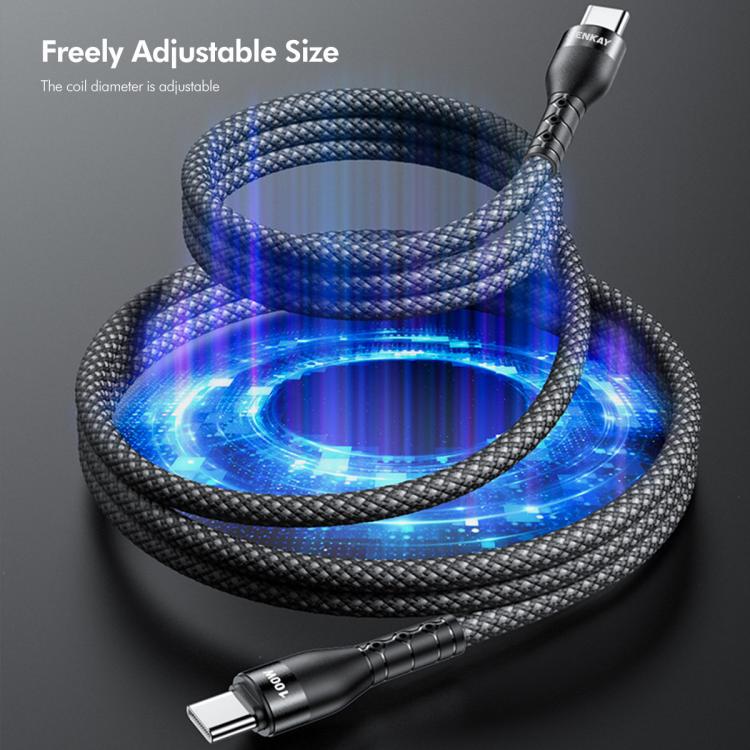 ENKAY PD100W Type-C to Type-C Magnetic Self-Coiling Braided Charging Data Cable