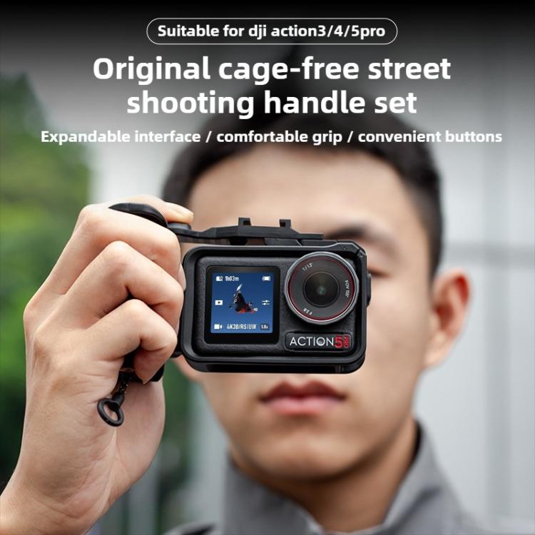 Street Photography Handle Metal Cage Shutter Button, For DJI Action 5 Pro / 4 / 3