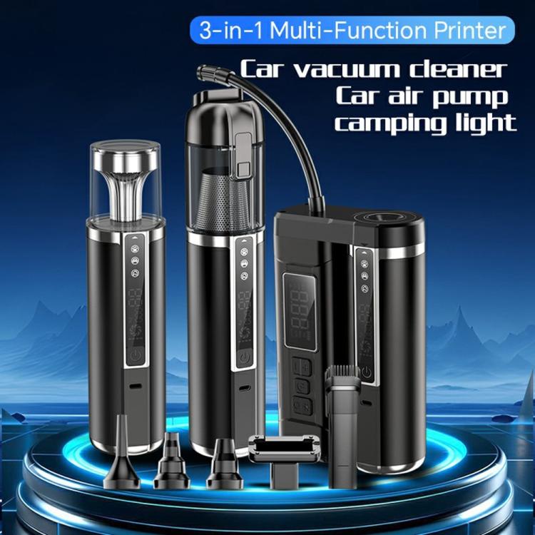 D28 Inflator Camping Light Digital Display High Suction Power Multifunctional 3 in 1 Car Vacuum Cleaner