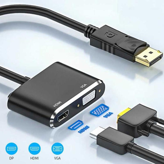 DisplayPort to HDMI and VGA Adapter Dual Monitor Support 4K HDMI Output Full HD