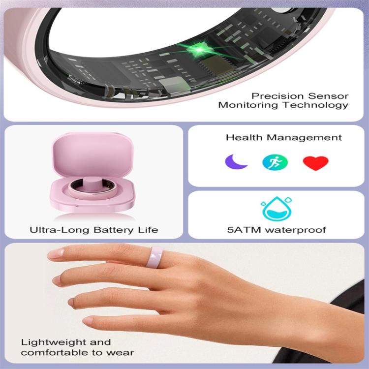 R12 SIZE 10 Smart Ring, Support Heart Rate / Blood Oxygen / Sleep Monitoring / Female Health