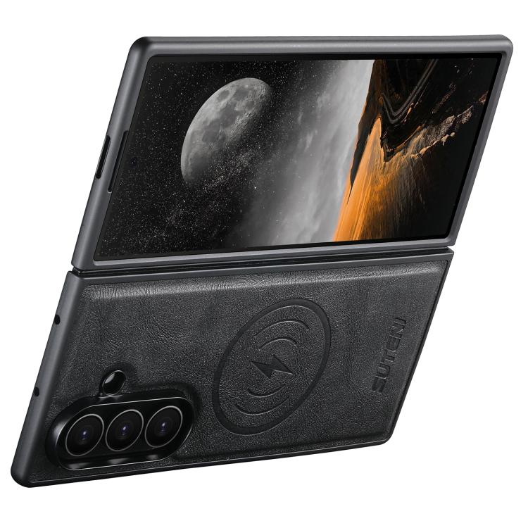 Suteni M4 Magnetic Card Bag MagSafe Leather Phone Case, For Galaxy Z Fold8 Ultra 5G, For Galaxy Z Fold7 5G, For Galaxy Z Fold6
