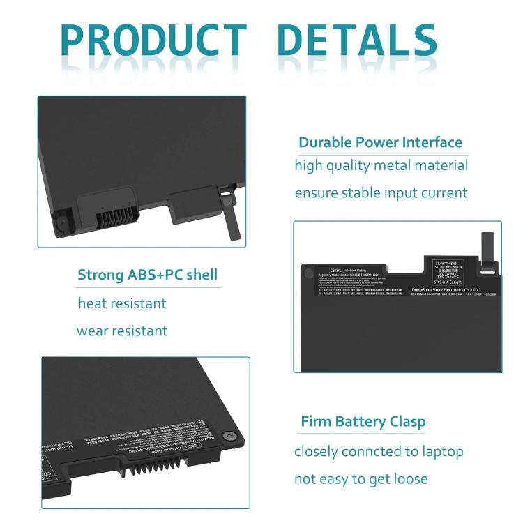 Batteries d'ordinateur portable pour HP EliteBook 840G3 848G3 840G4 850G3 848G4 850G4, CS03XL 11,4V 46,5Wh