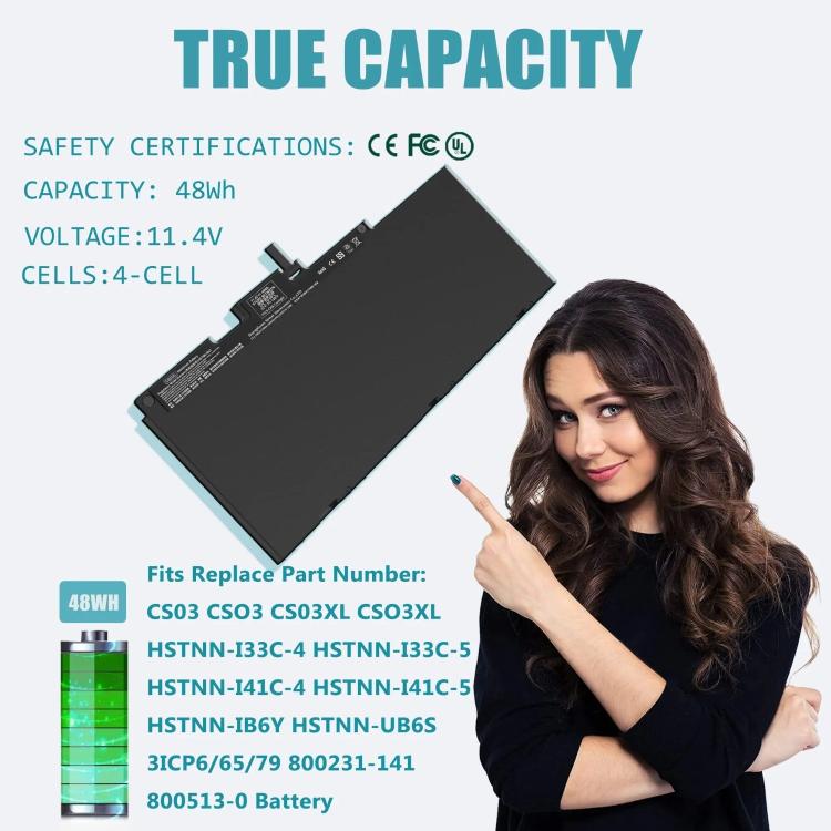 Batteries d'ordinateur portable pour HP EliteBook 840G3 848G3 840G4 850G3 848G4 850G4, CS03XL 11,4V 46,5Wh