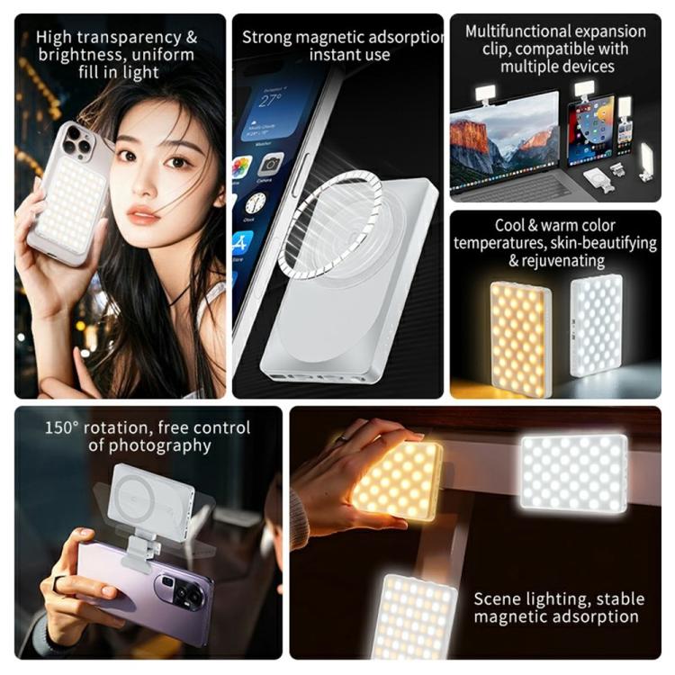 V22A For Phone Camera Live Streaming 4W Power Portable Pocket LED Light MagSafe Magnetic Fill Light