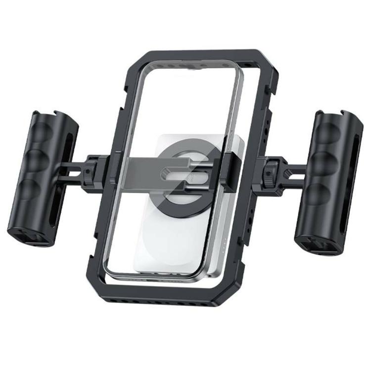 SCG-P03 Dual-Handle Magnetic 61-85mm Clip Range Aluminum Alloy Smartphone Video Stabilizer Frame
