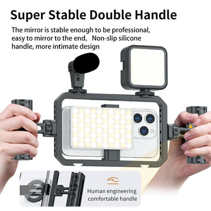 SCG-P03 Dual-Handle Magnetic 61-85mm Clip Range Aluminum Alloy Smartphone Video Stabilizer Frame