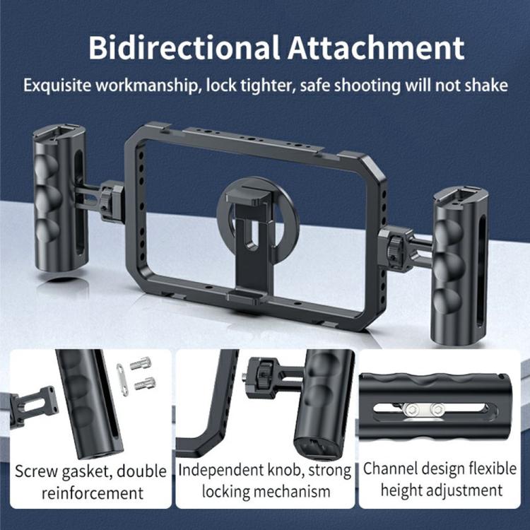 SCG-P03 Dual-Handle Magnetic 61-85mm Clip Range Aluminum Alloy Smartphone Video Stabilizer Frame