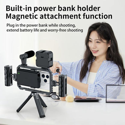 SCG-P03 Dual-Handle Magnetic 61-85mm Clip Range Aluminum Alloy Smartphone Video Stabilizer Frame