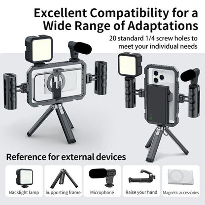 SCG-P03 Dual-Handle Magnetic 61-85mm Clip Range Aluminum Alloy Smartphone Video Stabilizer Frame