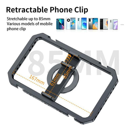 SCG-P03 Dual-Handle Magnetic 61-85mm Clip Range Aluminum Alloy Smartphone Video Stabilizer Frame