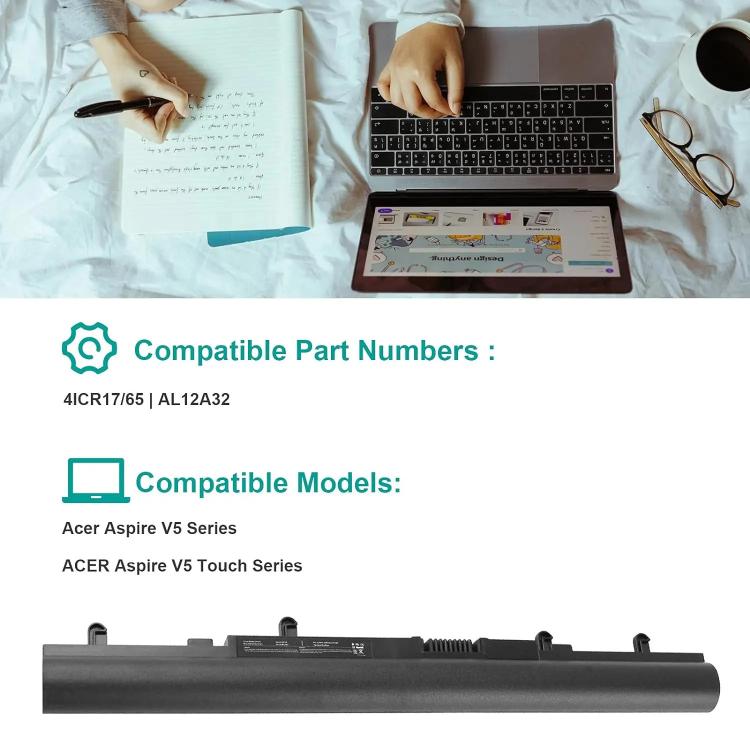 2200mAh Laptop Battery For Acer Aspire V5-471G V5-431/551, AL12A32