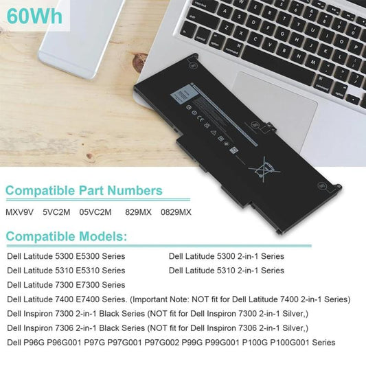 Akumulator 7600 mAh do laptopa Dell Latitude 5300 5310 7300 7400, MXV9V