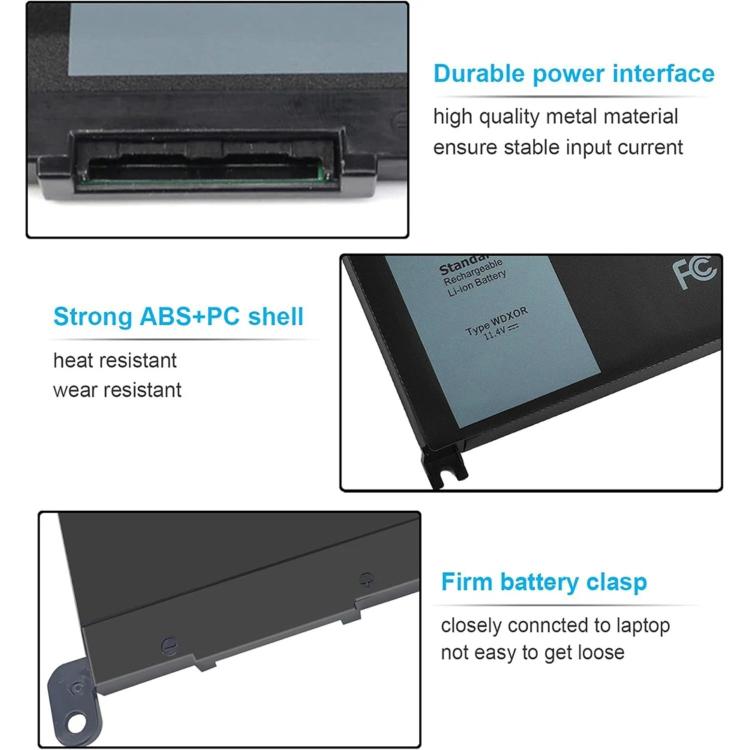 Batterie d'ordinateur portable de remplacement 3600 mAh pour Dell Inspiron 14 7460 15 7560, WDX0R