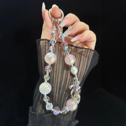 Chic Alloy Bow Accent Gold Foil Pearl Crystal Chain