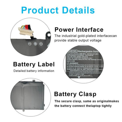 Batterie de rechange pour ordinateur portable HP Spectre x360 TPN-Q178, SH03XL de 5020 mAh