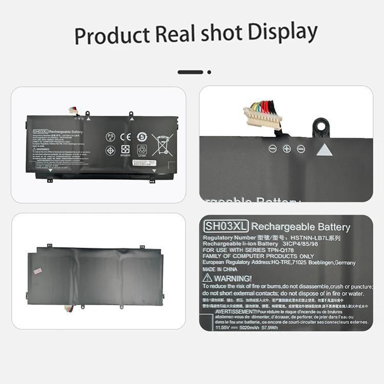 Batterie de rechange pour ordinateur portable HP Spectre x360 TPN-Q178, SH03XL de 5020 mAh