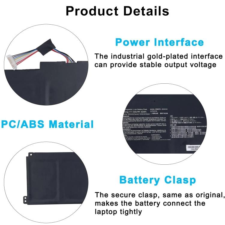 Batterie de remplacement 3 600 mAh pour ordinateur portable ASUS E410M E410MA E510M, B31N1912