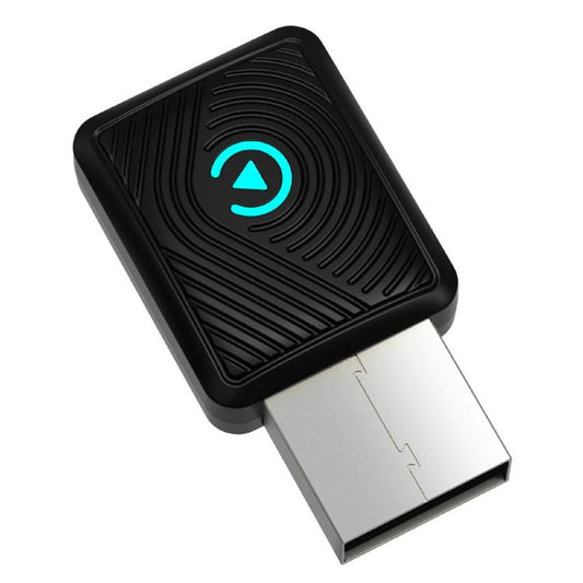 Adaptador inalámbrico para coche CP025 Wi-Fi 6 de 5 GHz, conmutable por cable a inalámbrico, 2 en 1, compatible con CarPlay y Android Auto. Disponible en blanco y negro.