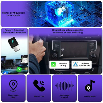 CP025 Wi-Fi 6 5GHz Wired to Wireless Plug Play Car Link Box 2 in 1 Wireless CarPlay Android Auto Adapter, CP025 (White), CP025 (Black)