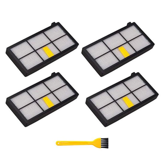 JUNSUNMAY 4pcs Sweeper Clean Filter with Brush for iRobot Roomba 800 / 900 Series, Clean Filter