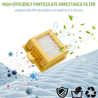 JUNSUNMAY 6pcs Sweeper Clean Filter with Brush for iRobot Roomba 700 Series