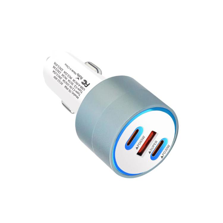 TE-P68 125W PD65W Type-C x 2 + USB Buck Boost Car Charger Suitable for Laptops, TE-P68 125W