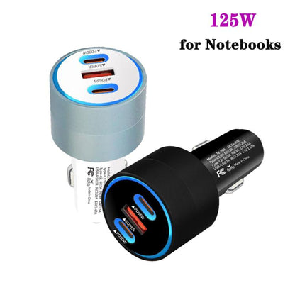 TE-P68 125W PD65W Type-C x 2 + USB Buck Boost Car Charger Suitable for Laptops, TE-P68 125W