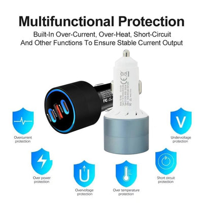 TE-P68 125W PD65W Type-C x 2 + USB Buck Boost Car Charger Suitable for Laptops, TE-P68 125W