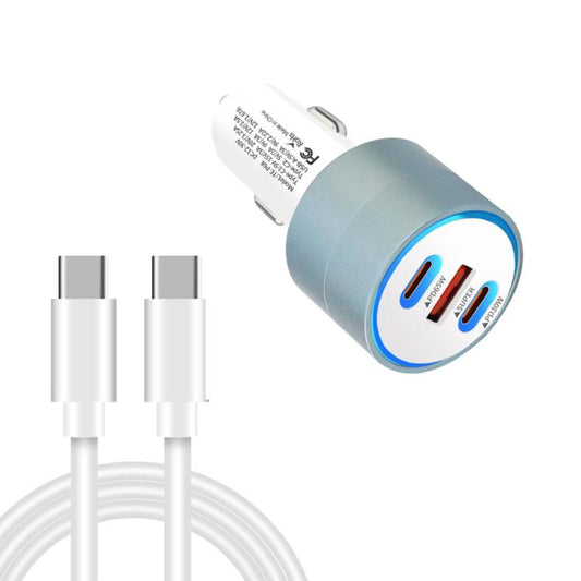 TE-P68 Chargeur de voiture pour ordinateur portable 125W PD 65W Type-C x 2 + USB avec câble de données Type-C vers Type-C, TE-P68 125W avec câble Type-C
