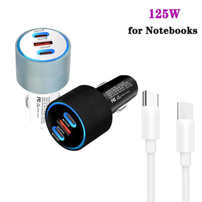 TE-P68 125W PD 65W Type-C x 2 + USB Notebook Car Charger with Type-C to Type-C Data Cable, TE-P68 125W with Type-C Cable