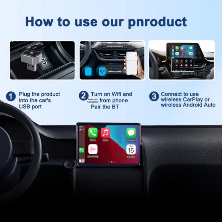 M26 Dongle USB WiFi Double Bande 5.8G / 2.4G Bluetooth 2-en-1 pour Adaptateur Voiture CarPlay / Android Auto, M26
