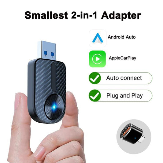 Adaptador de coche M27 para CarPlay / Android Auto con cable a inalámbrico 2 en 1 Plug and Play USB AI Box, M27