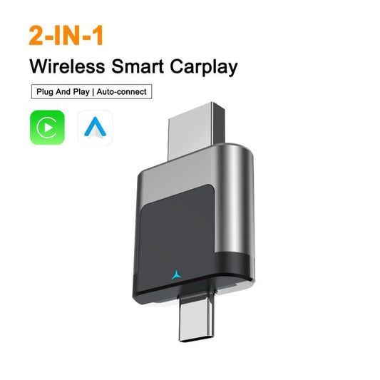 Adaptador de coche M28 con cable a inalámbrico 2 en 1 Tipo-C + USB inalámbrico CarPlay AI Box Android Auto, M28