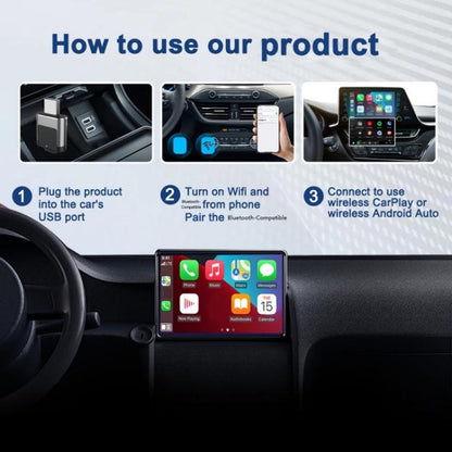 M29 Plug and Play Android Auto Wired to Wireless Car Adapter 2 in 1 Wireless CarPlay AI Box, M29
