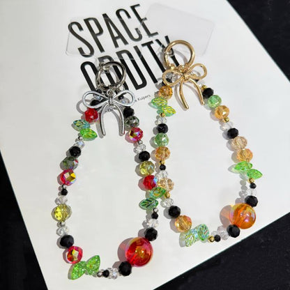 Bow Knot Crystal Rainbow Necklace, Red, Orange