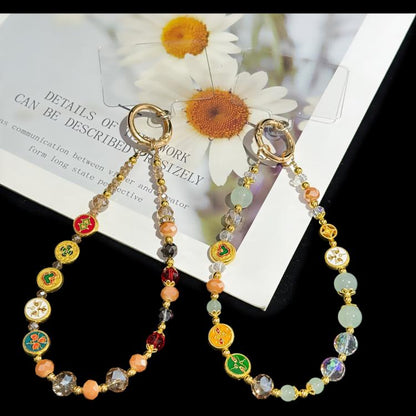 Enameled Auspicious Prosperity Good Fortune Bracelet, Green, Colorful