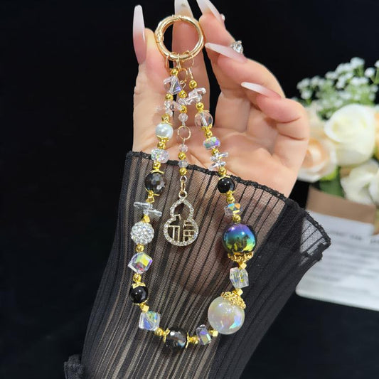 Golden Pearl Mobile Phone Chain, Silver, Golden