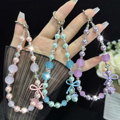 Gummy Butterfly Pearl Necklace, Pink, Blue, Purple