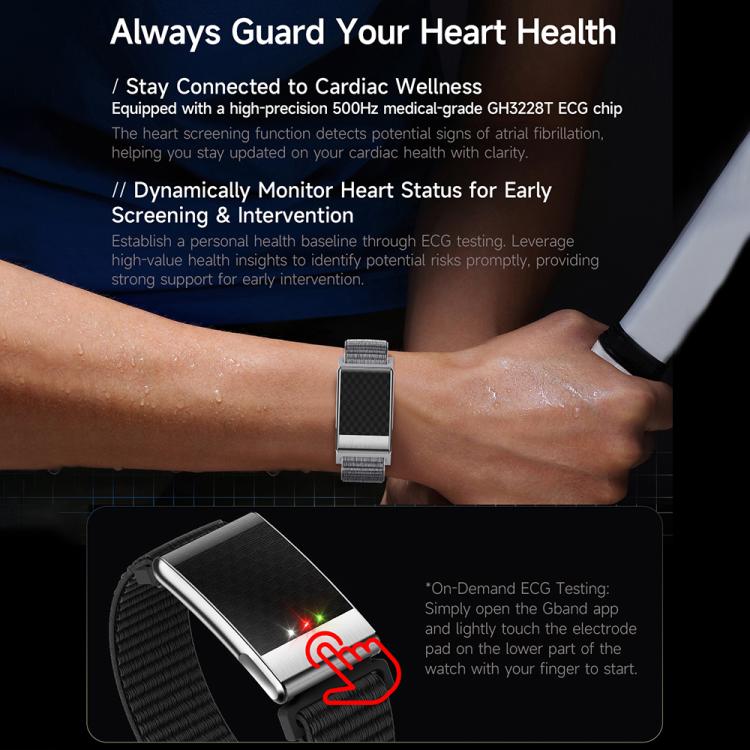 E900 Screenless BT Smart Bracelet Woven Strap, Support ECG Heart Health Analysis / Health Monitoring