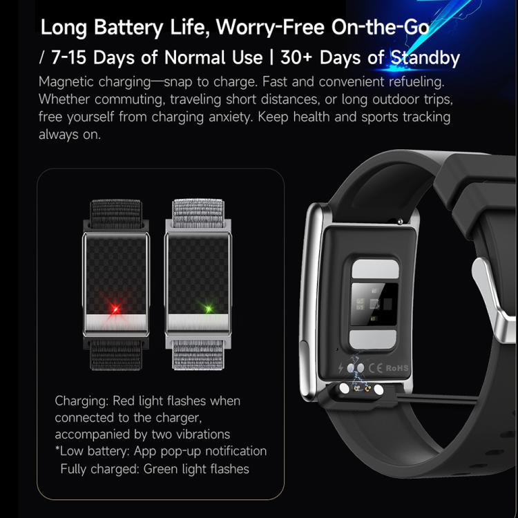E900 Screenless BT Smart Bracelet Silicone Strap, Support ECG Heart Health Analysis / Health Monitoring