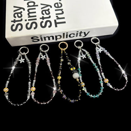 Drilled Floral Crystal Star Necklace, Pink, Green, Blue, Black