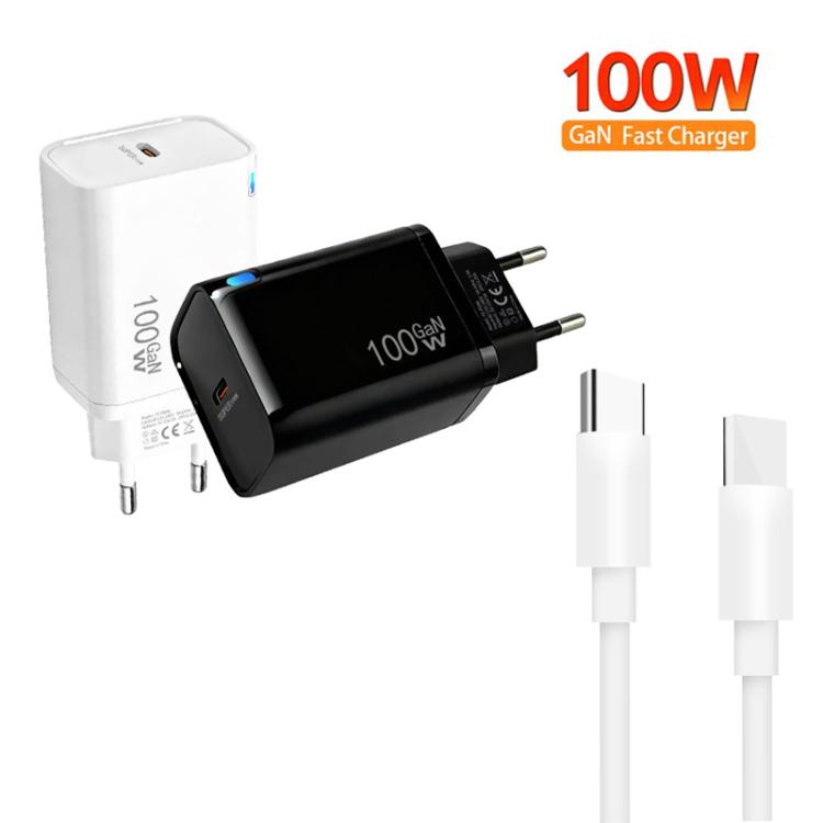 TE-PD46 GaN 100W PD 45W Fully Compatible Charger with Type-C to Type-C Data Cable，EU Plug