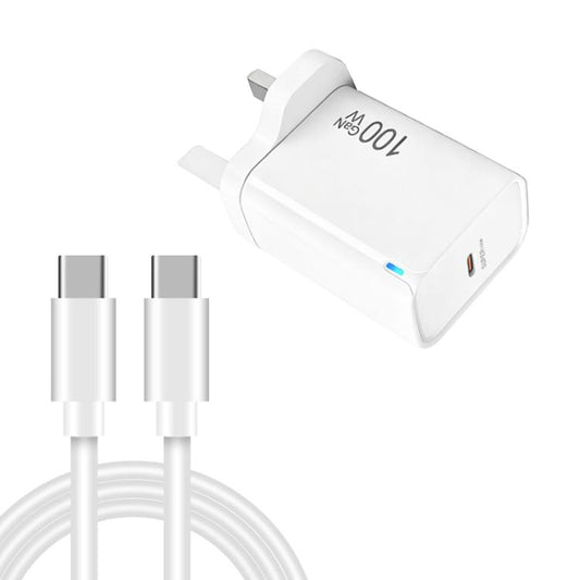 Chargeur TE-PD46 GaN 100W PD 45W entièrement compatible avec câble de données Type-C vers Type-C, prise britannique